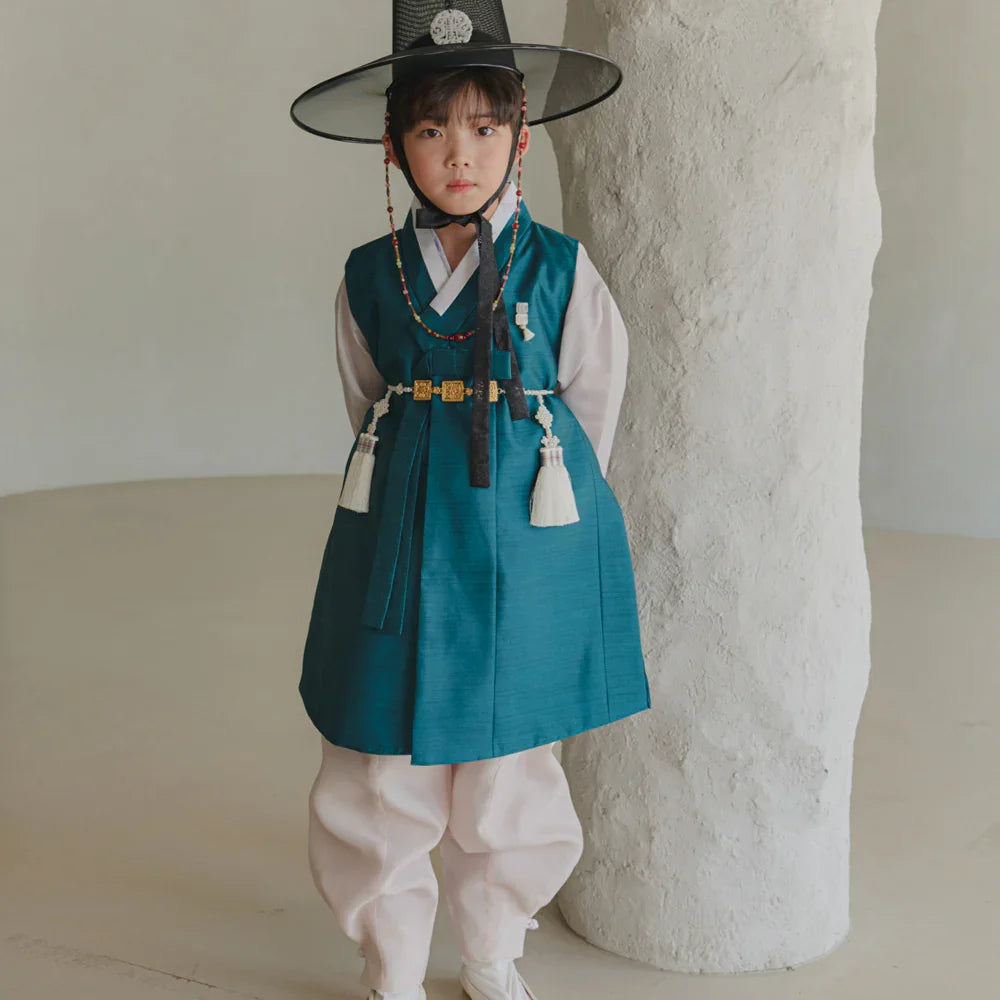 Jooheon Teal Boy Hanbok (1-12YR) - Native Korean