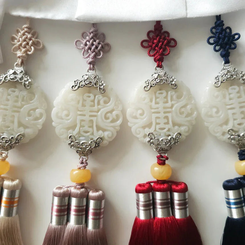 Beige Jade Harmony Tassel Norigae - Native Korean