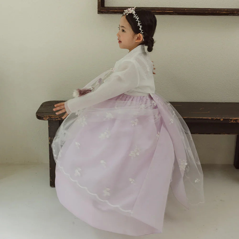 Som Purple Lace Dress Girl Hanbok (1-10YR) - Native Korean