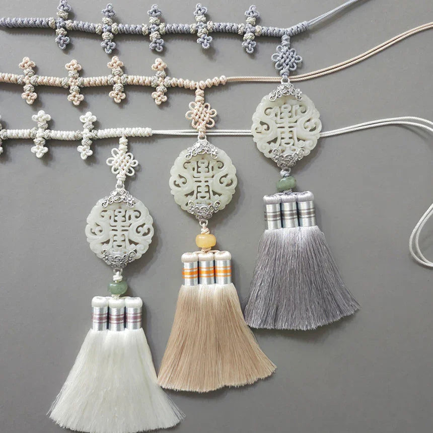 Beige Jade Harmony Tassel Dol Belt - Native Korean