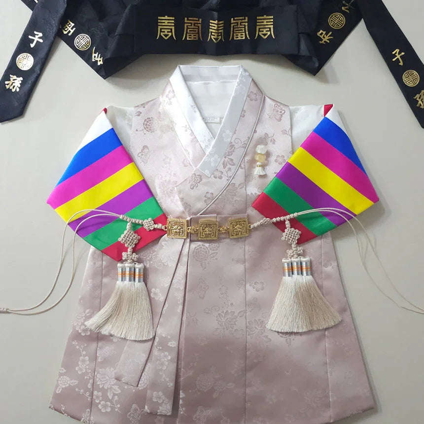 Minjae Saekdong Pink Beige Boy Hanbok (100D-10YR) - Native Korean