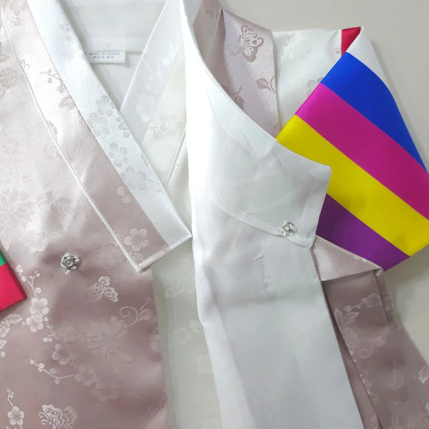 Minjae Saekdong Pink Beige Boy Hanbok (100D-10YR) - Native Korean