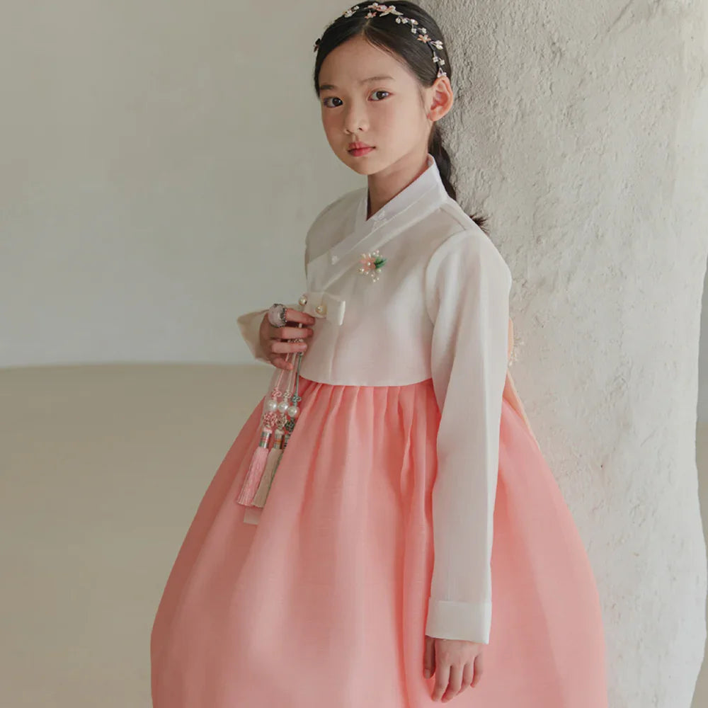 Blossom Coral Girl Hanbok (1-10YR) - Native Korean