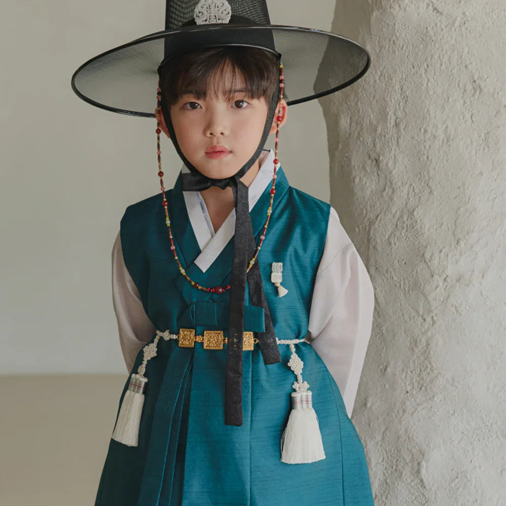 Jooheon Teal Boy Hanbok (1-12YR) - Native Korean