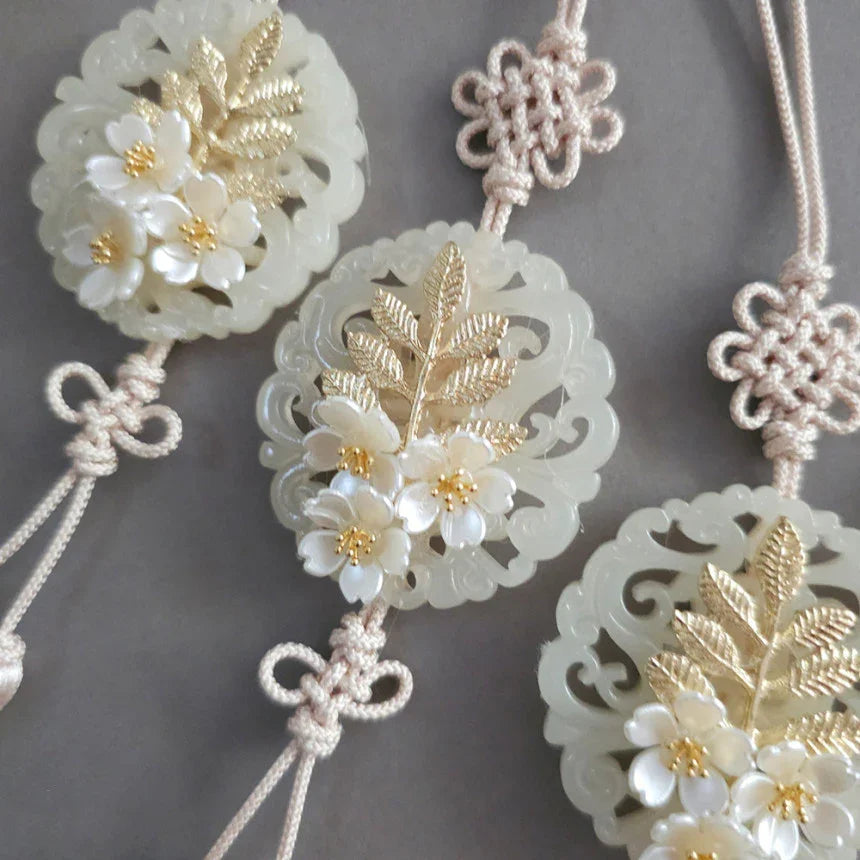 Floral Jade Tassel Norigae - Native Korean