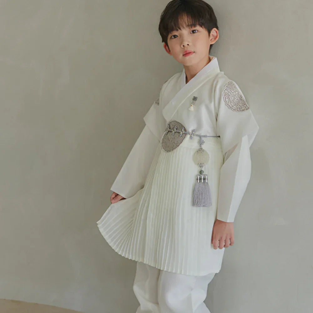 Sungkoon Pleated Ivory Boy Hanbok (100D-10YR) - Native Korean