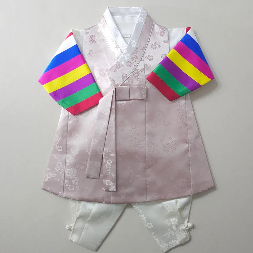 Minjae Saekdong Pink Beige Boy Hanbok (100D-10YR) - Native Korean