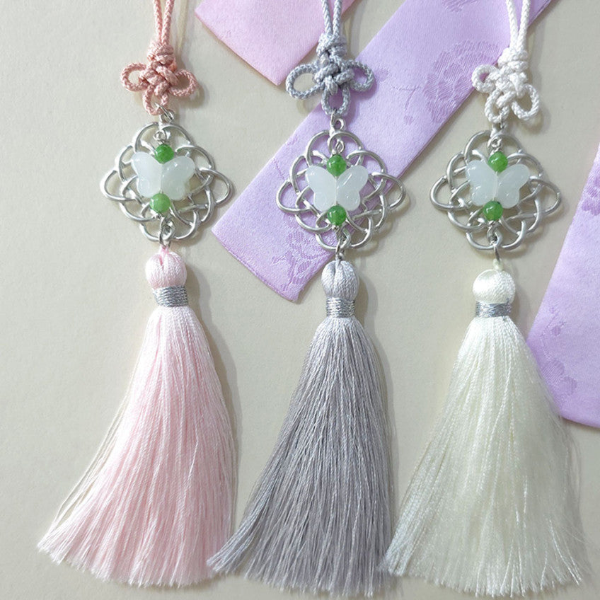 Silver Butterfly Tassel Norigae