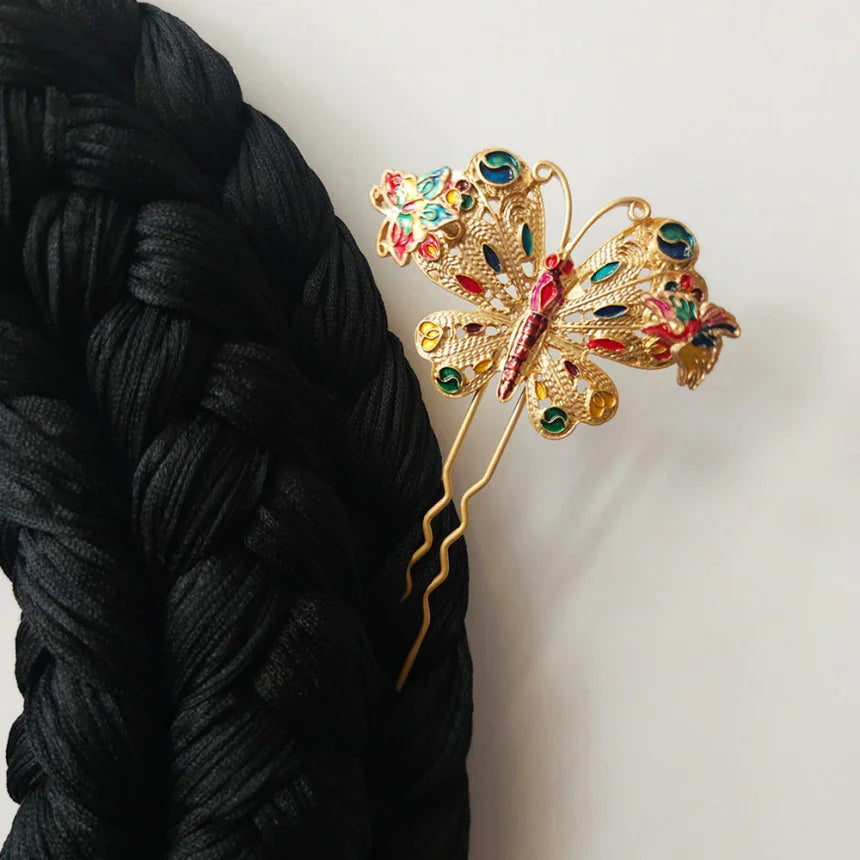 Colorful Butterfly U Shape Hairpin