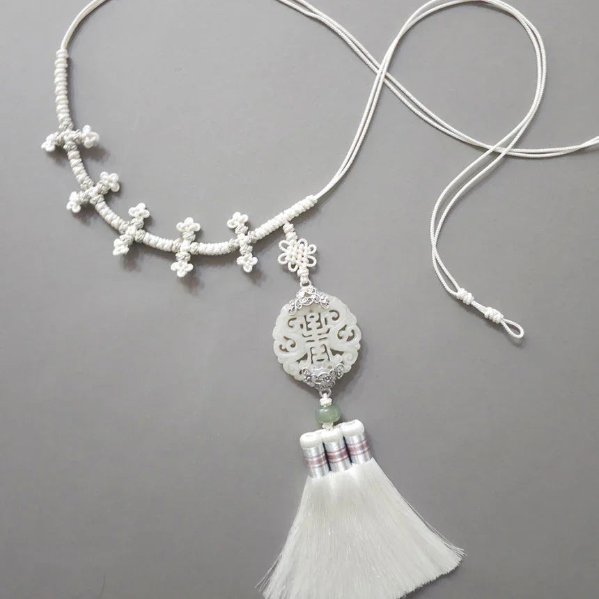 Beige Jade Harmony Tassel Dol Belt - Native Korean