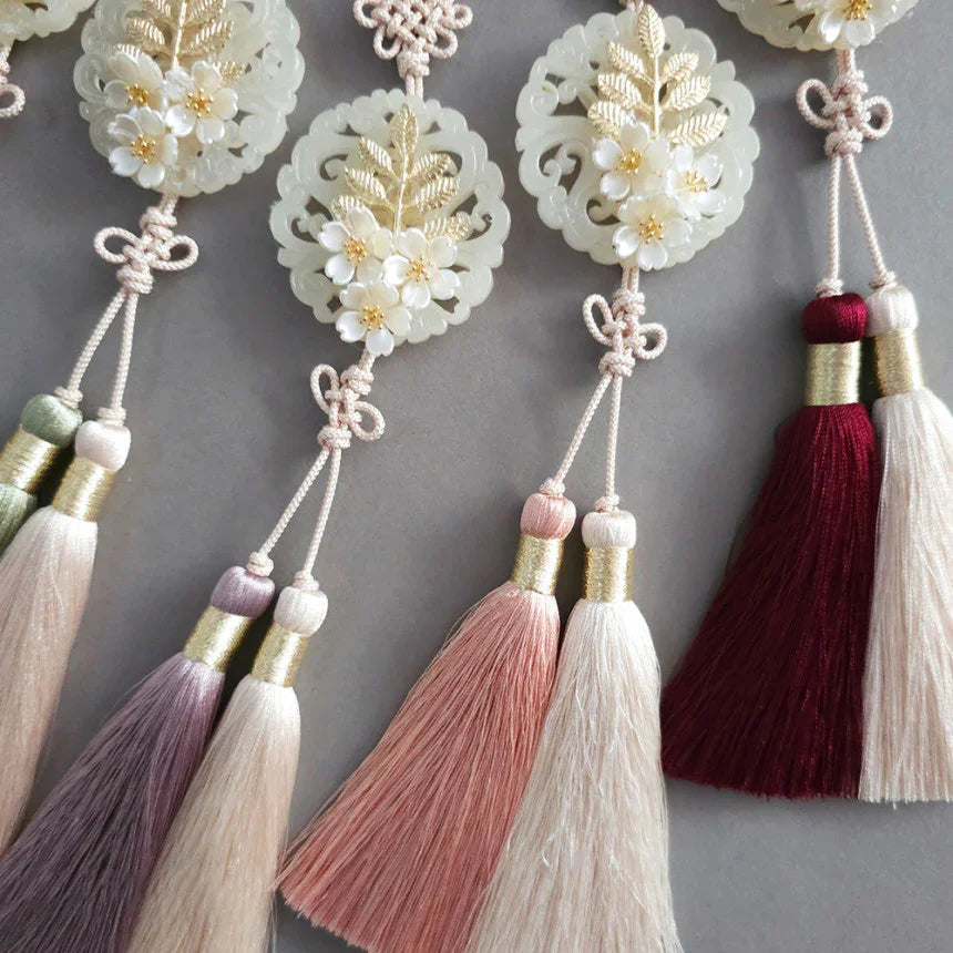 Floral Jade Tassel Norigae - Native Korean