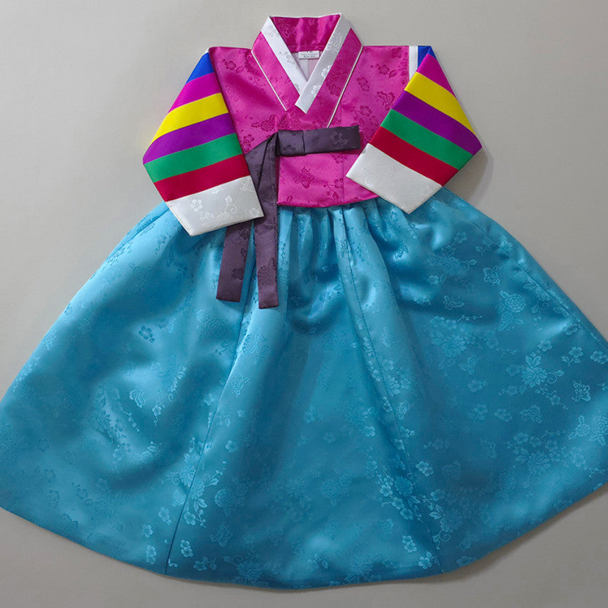Seunju Saekdong 3 Colors Jeogori - Sky Skirt Girl Hanbok (100D-15YR)