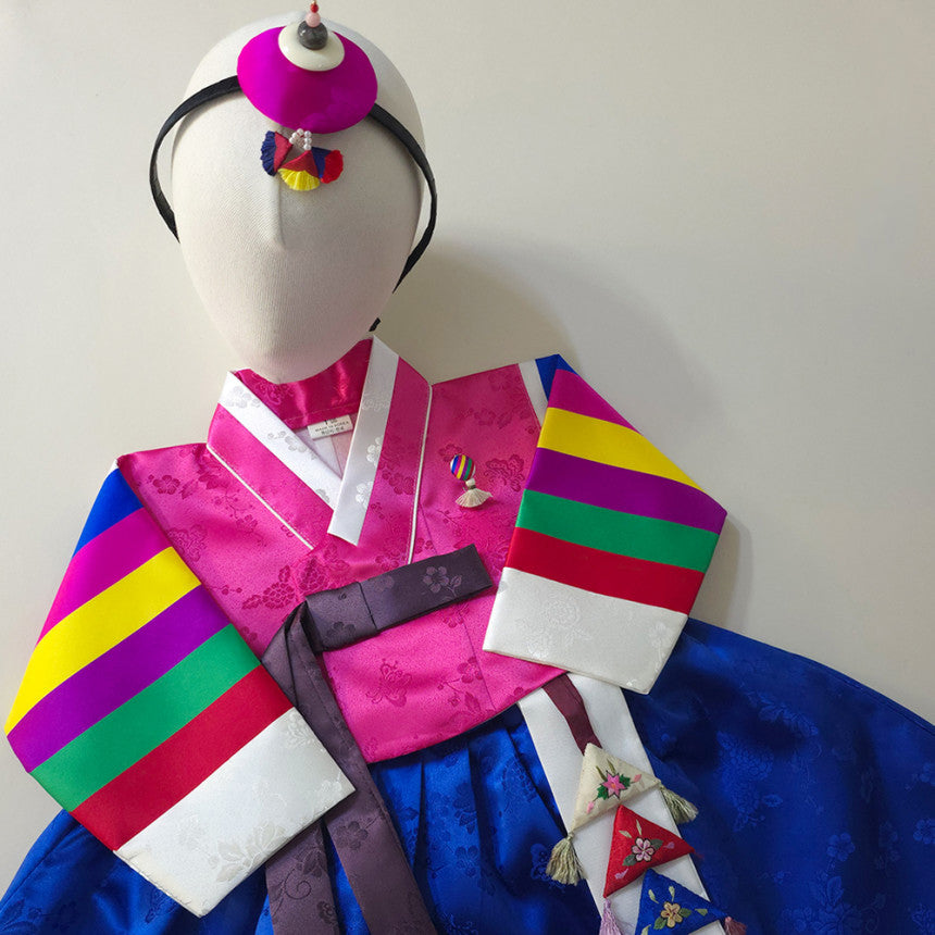 Seunju Saekdong 3 Colors Jeogori - Blue Skirt Girl Hanbok (100D-15YR)