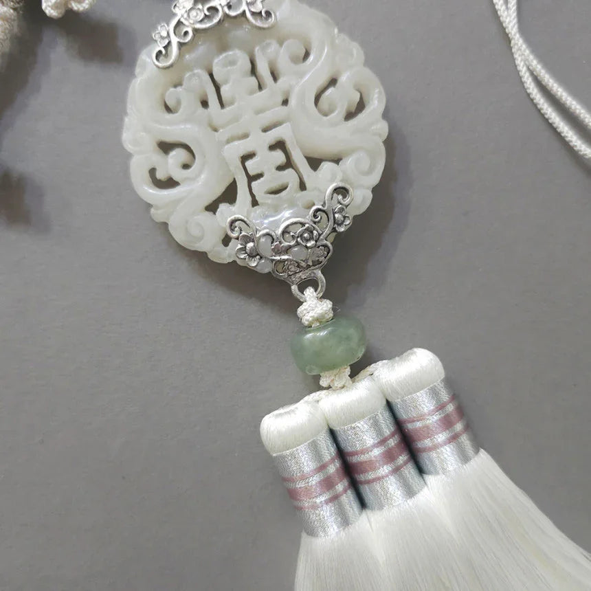Beige Jade Harmony Tassel Dol Belt - Native Korean
