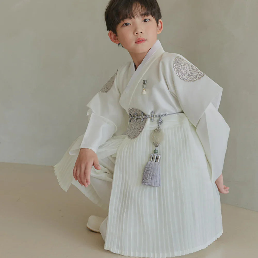Sungkoon Pleated Ivory Boy Hanbok (100D-10YR) - Native Korean