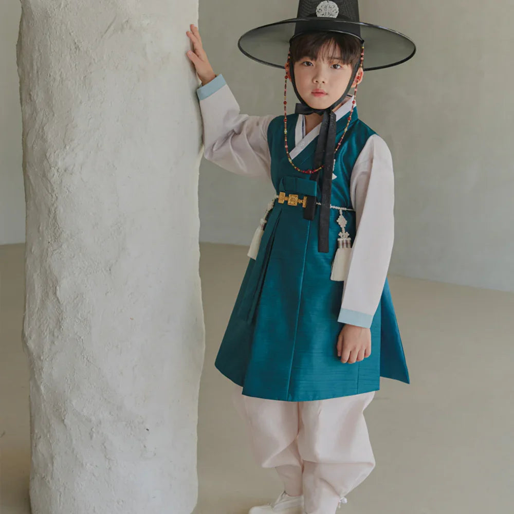 Jooheon Teal Boy Hanbok (1-12YR) - Native Korean