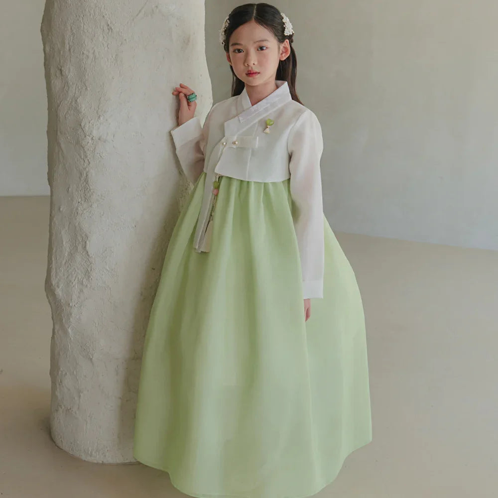 Blossom Green Girl Hanbok (1-10YR) - Native Korean