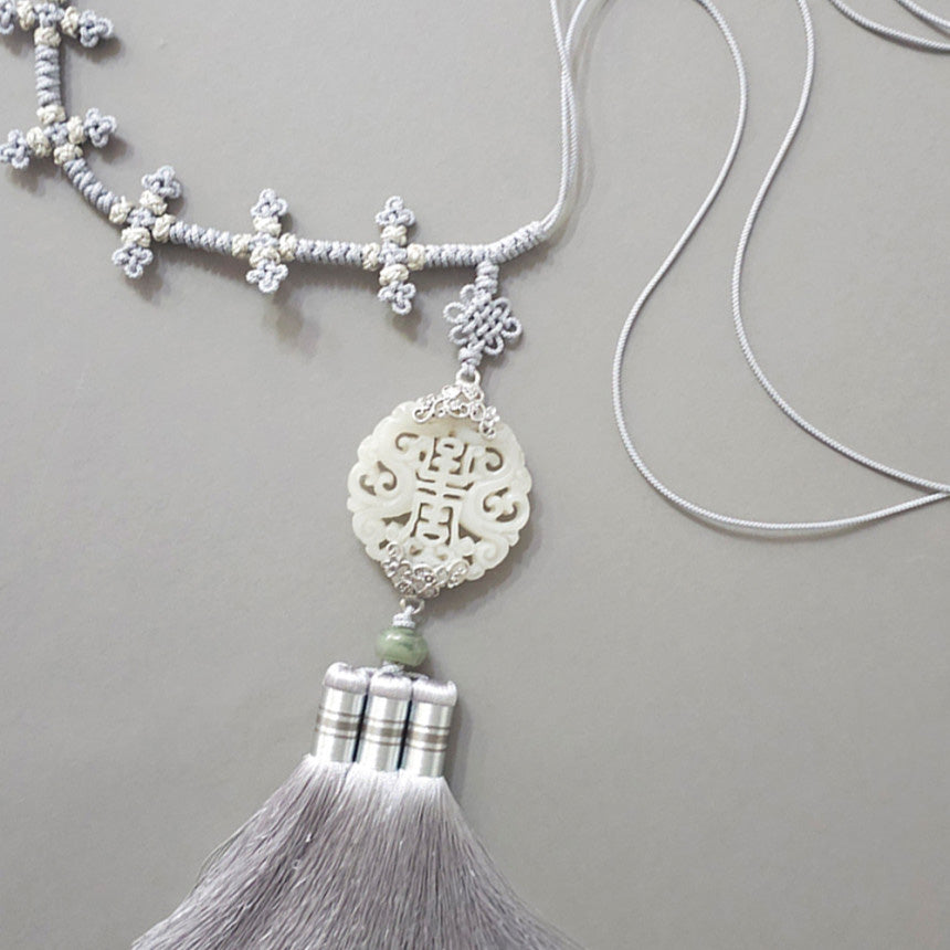 Beige Jade Harmony Tassel Dol Belt