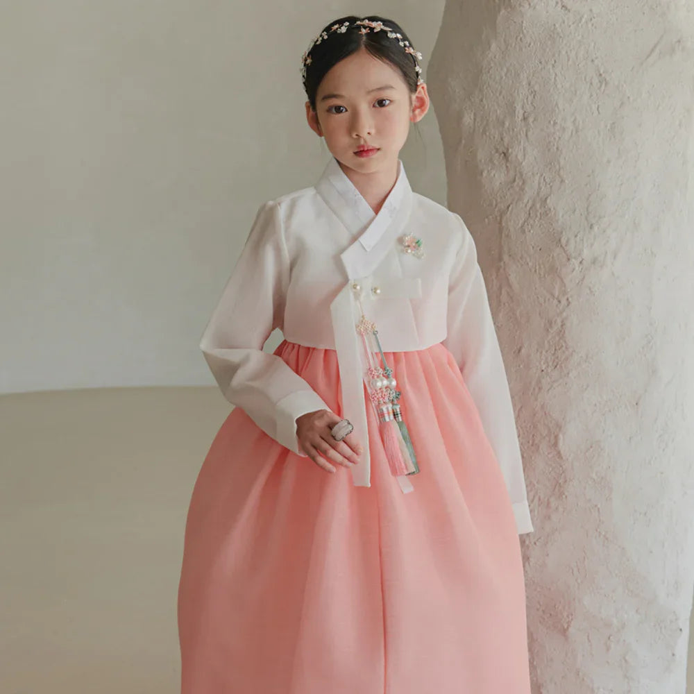 Blossom Coral Girl Hanbok (1-10YR) - Native Korean