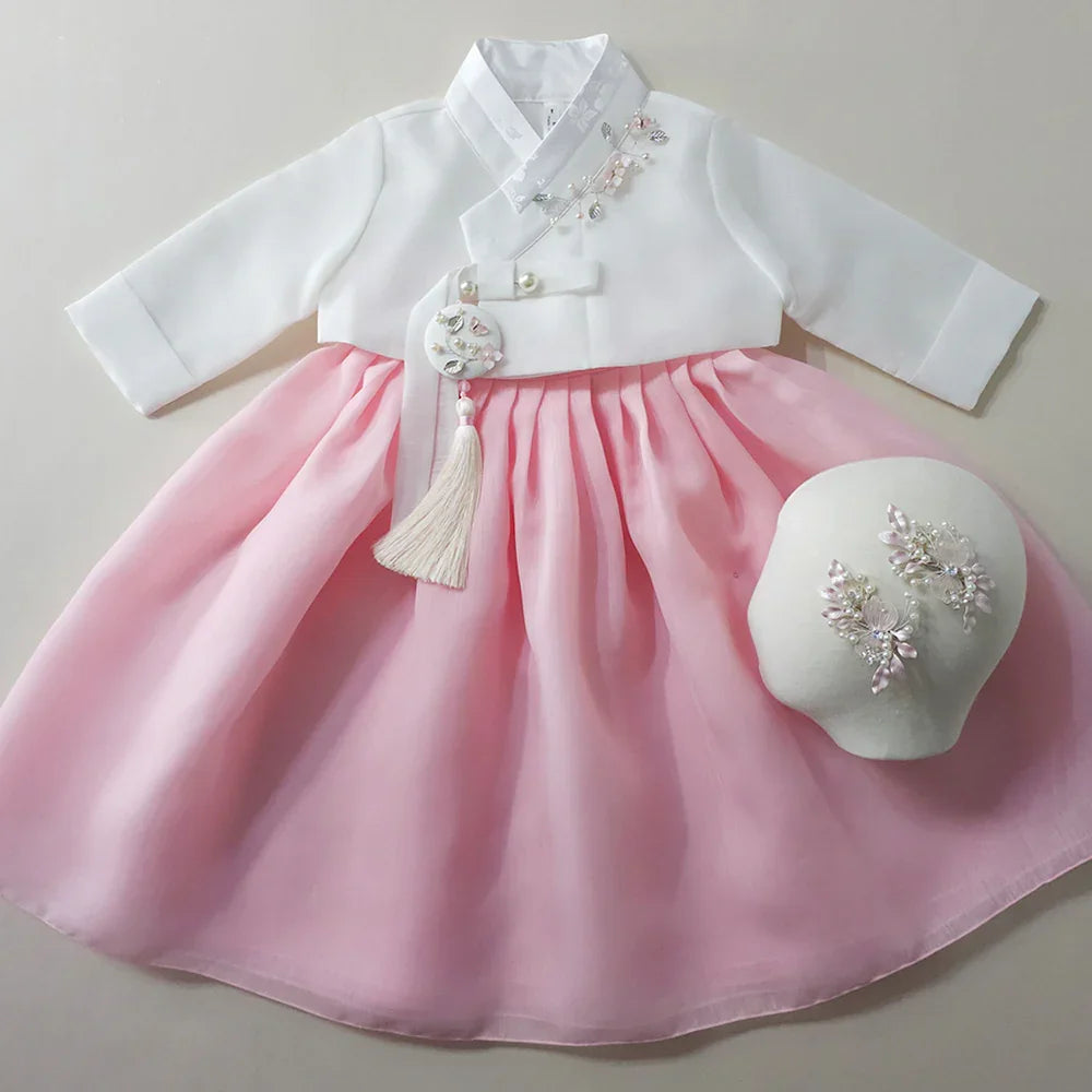 Blossom Pink Girl Hanbok (1-10YR) - Native Korean