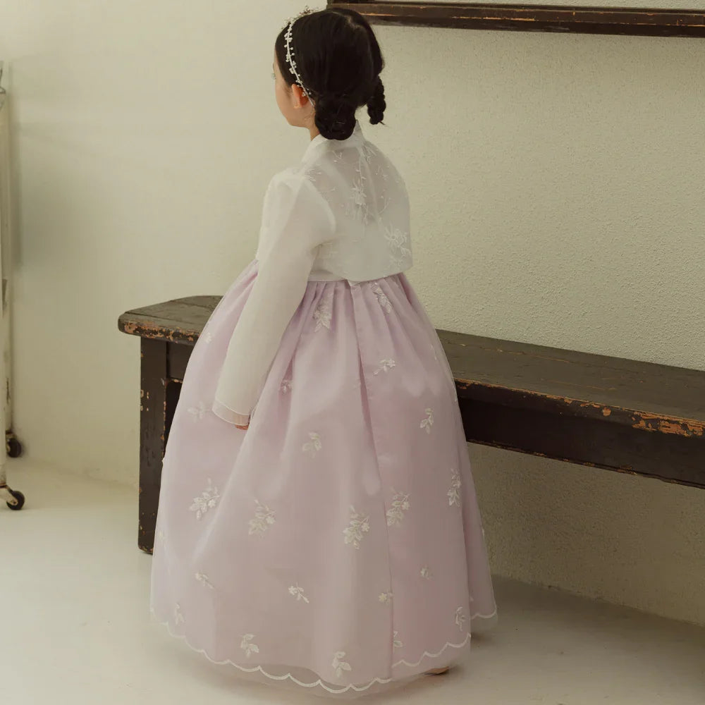 Som Purple Lace Dress Girl Hanbok (1-10YR) - Native Korean