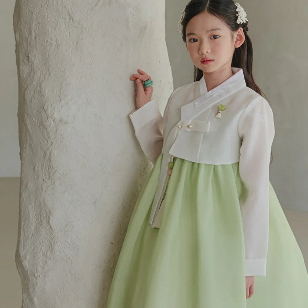 Blossom Green Girl Hanbok (1-10YR) - Native Korean