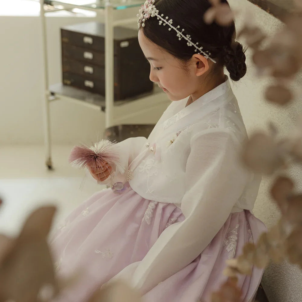 Som Purple Lace Dress Girl Hanbok (1-10YR) - Native Korean
