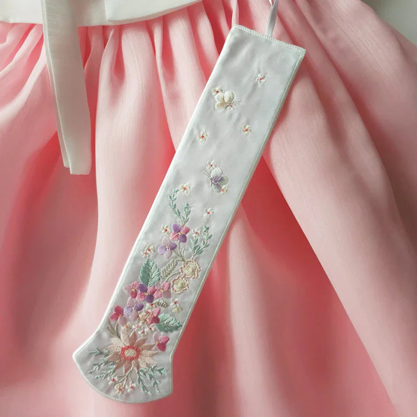 Embroidered Floral Ribbon Norigae - Native Korean
