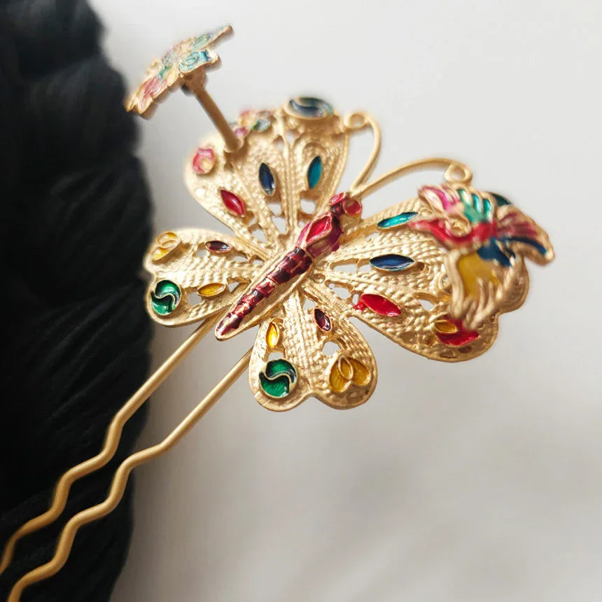 Colorful Butterfly U Shape Hairpin