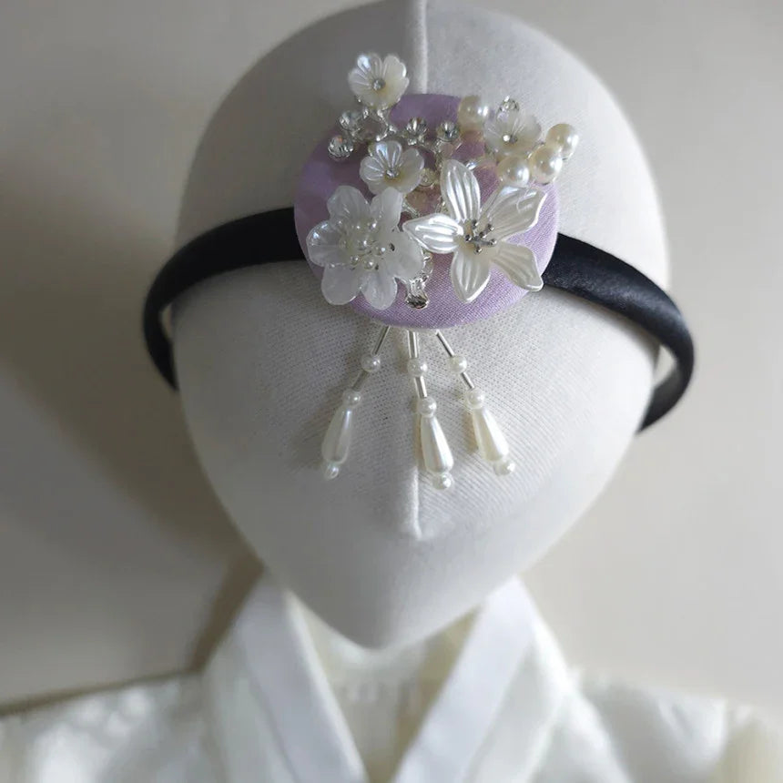 Silver Pearl Bloom Headband