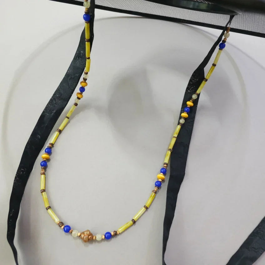 Yellow and blue natural stone Gat string by Native Korean