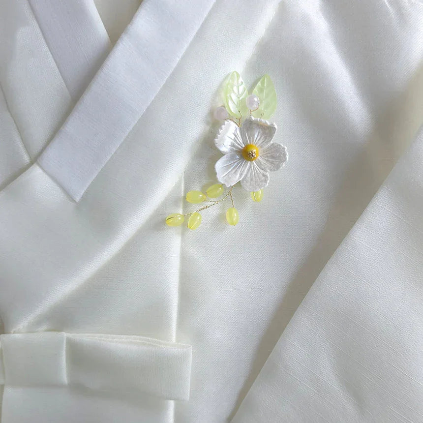 Mother of Pearl Floral Brooch - Native Korean