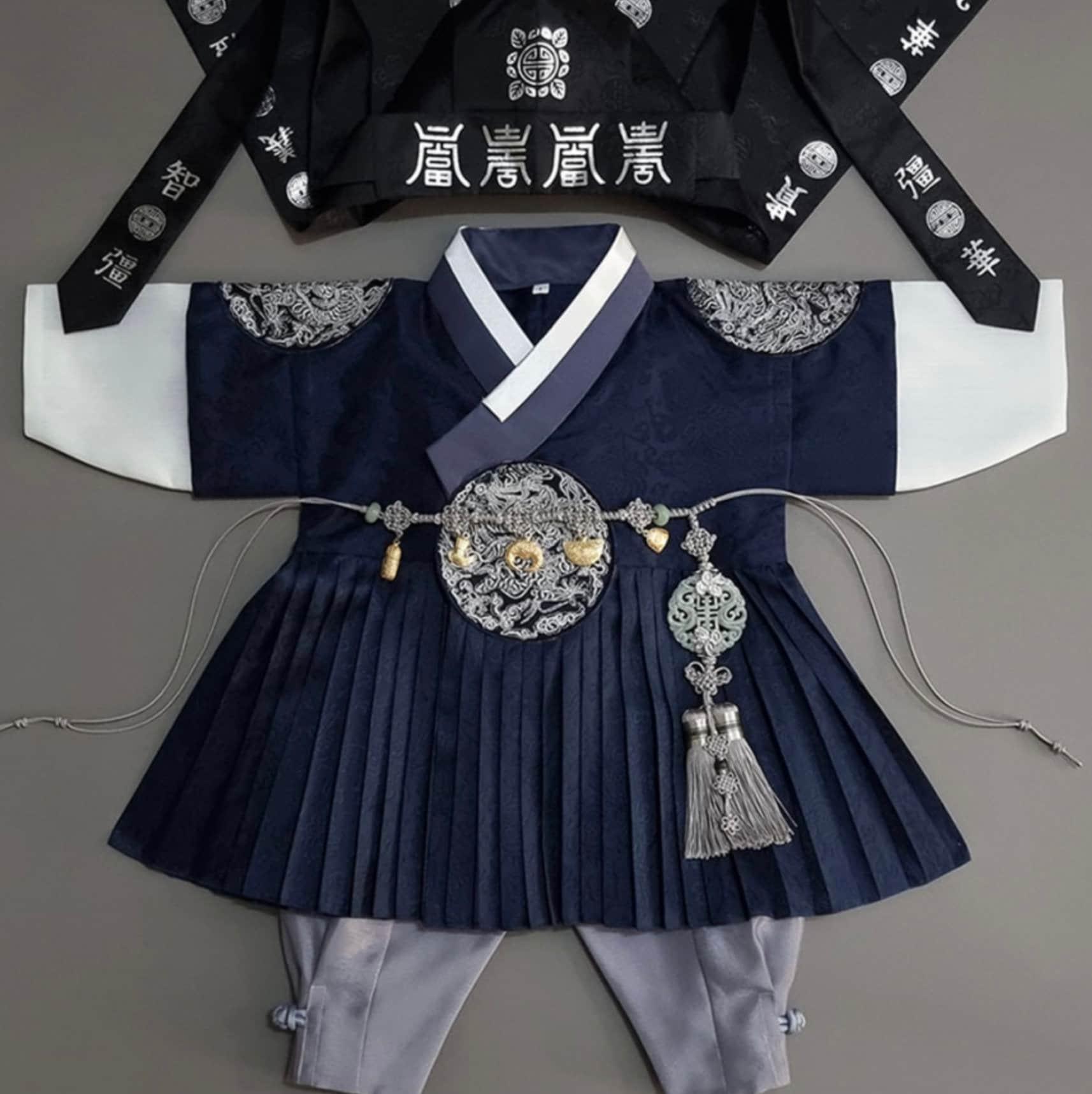 2Pcs D.Navy Prince Boy Hanbok (100D-10YR) - Native Korean