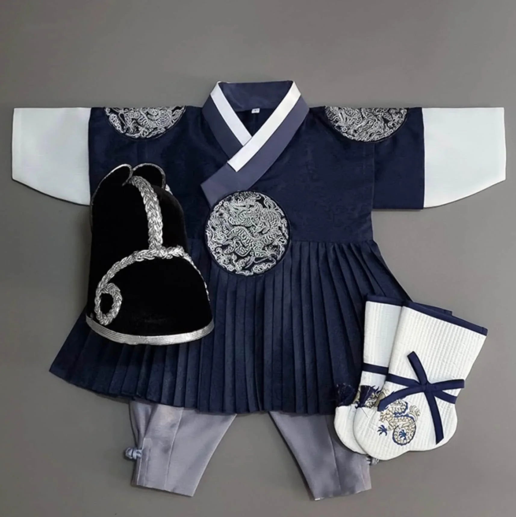2Pcs D.Navy Prince Boy Hanbok (100D-10YR) - Native Korean