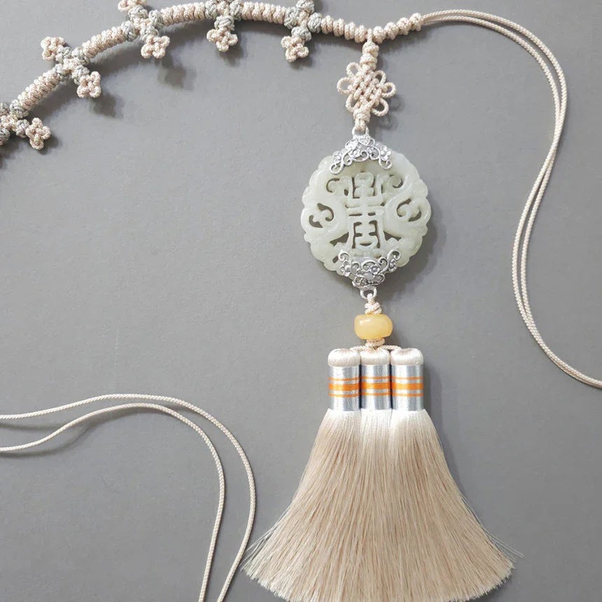 Beige Jade Harmony Tassel Dol Belt - Native Korean