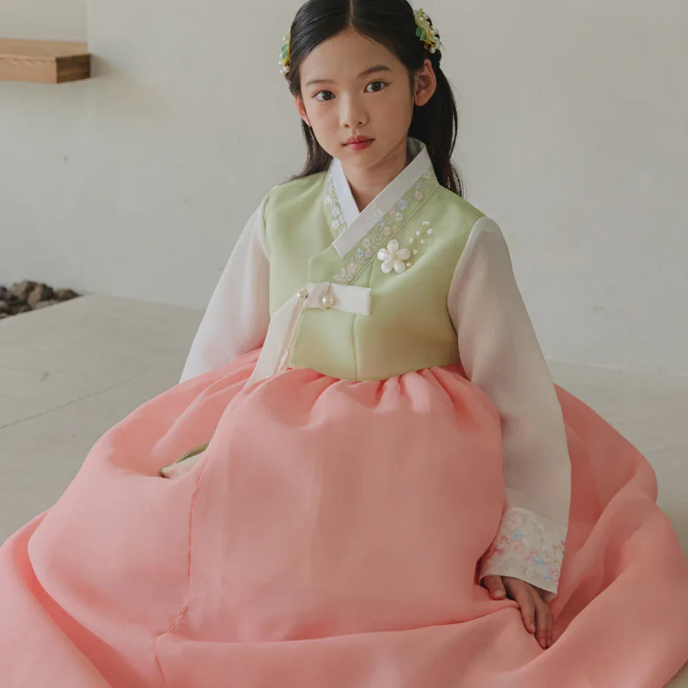 Soyoon Green Coral Girl Hanbok (1-15YR) - Native Korean