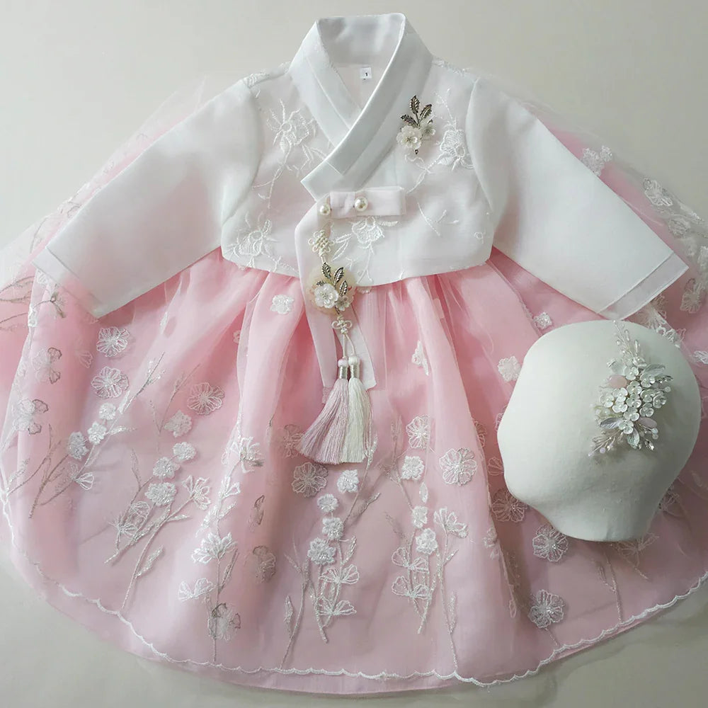 Sam Lace Dress Girl Hanbok (1-12YR) - Native Korean