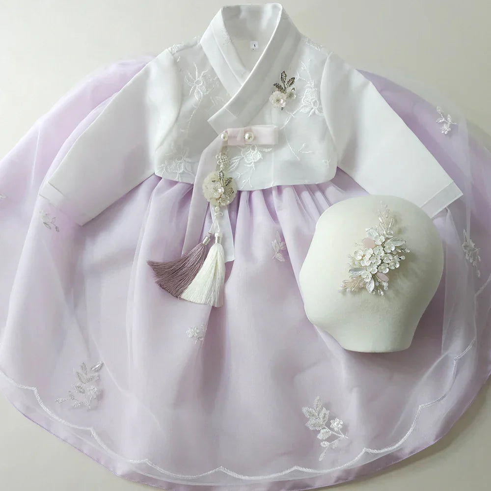 Som Purple Lace Dress Girl Hanbok (1-10YR) - Native Korean