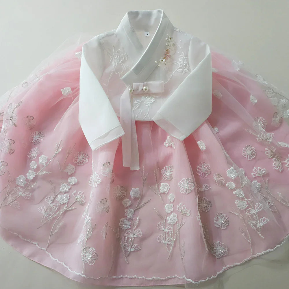 Sam Lace Dress Girl Hanbok (1-12YR) - Native Korean