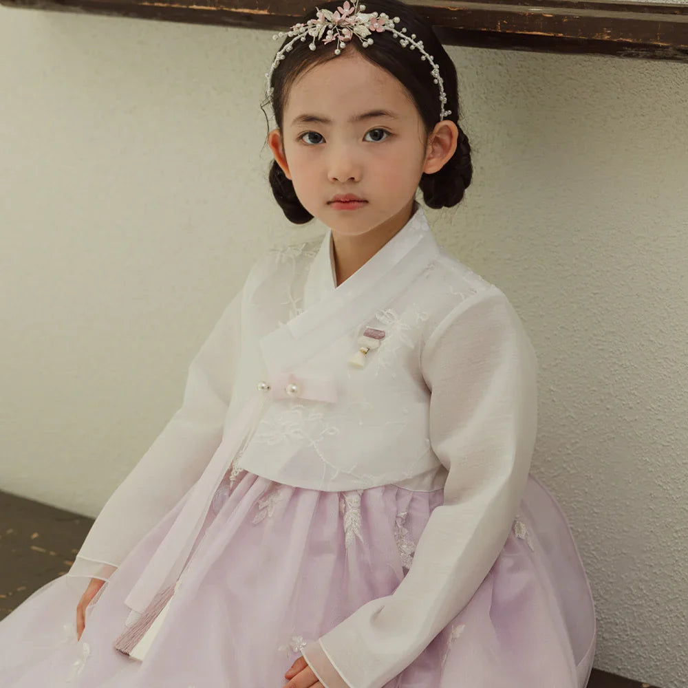 Som Purple Lace Dress Girl Hanbok (1-10YR) - Native Korean