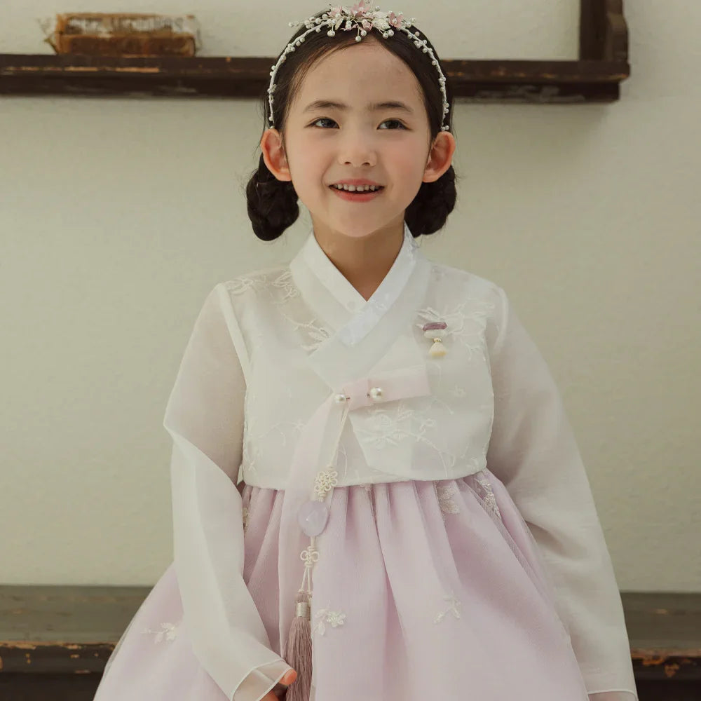 Som Purple Lace Dress Girl Hanbok (1-10YR) - Native Korean