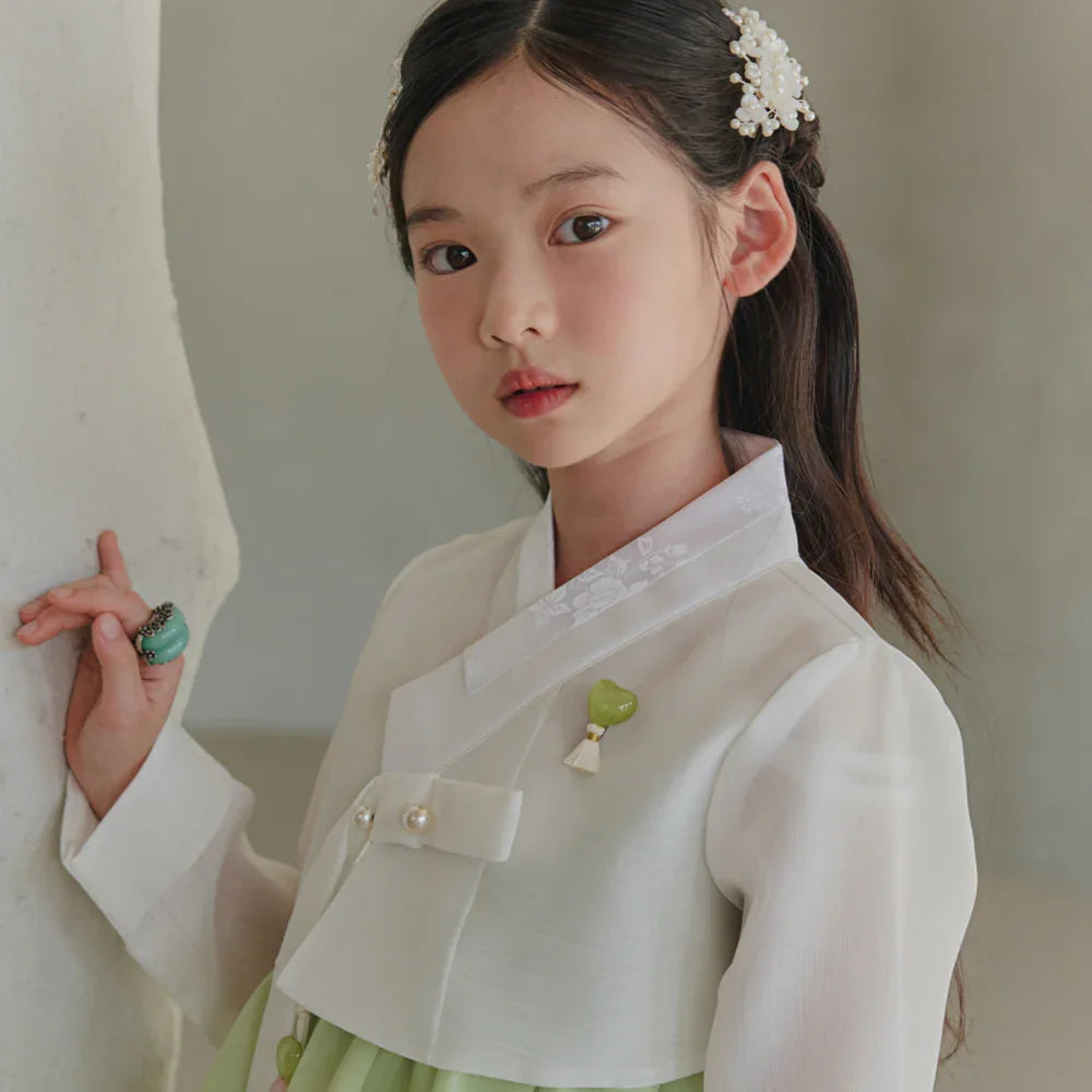 Blossom Green Girl Hanbok (1-10YR) - Native Korean