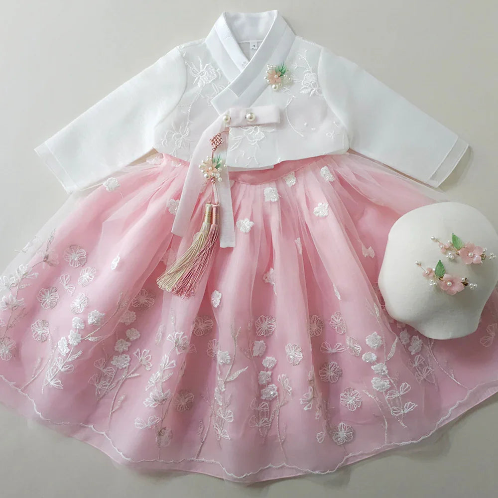 Sam Lace Dress Girl Hanbok (1-12YR) - Native Korean