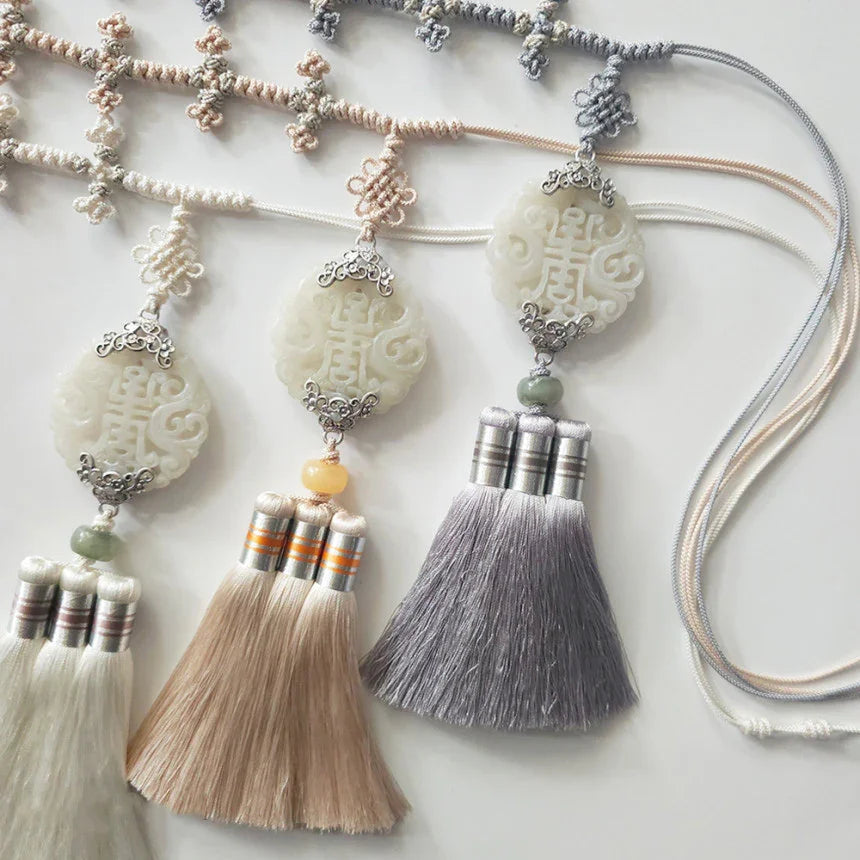 Beige Jade Harmony Tassel Dol Belt - Native Korean