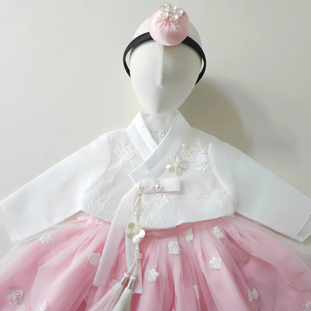 Sam Lace Dress Girl Hanbok (1-12YR) - Native Korean