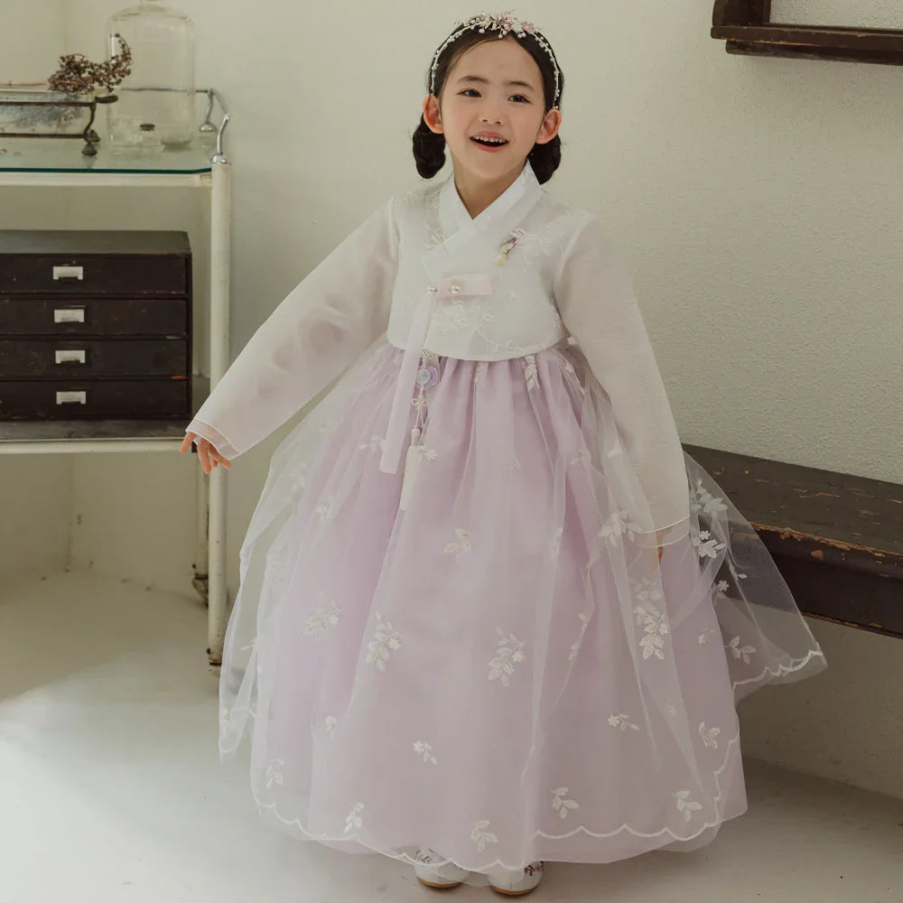 Som Purple Lace Dress Girl Hanbok (1-10YR) - Native Korean
