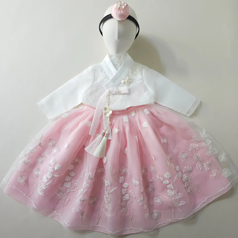 Sam Lace Dress Girl Hanbok (1-12YR) - Native Korean