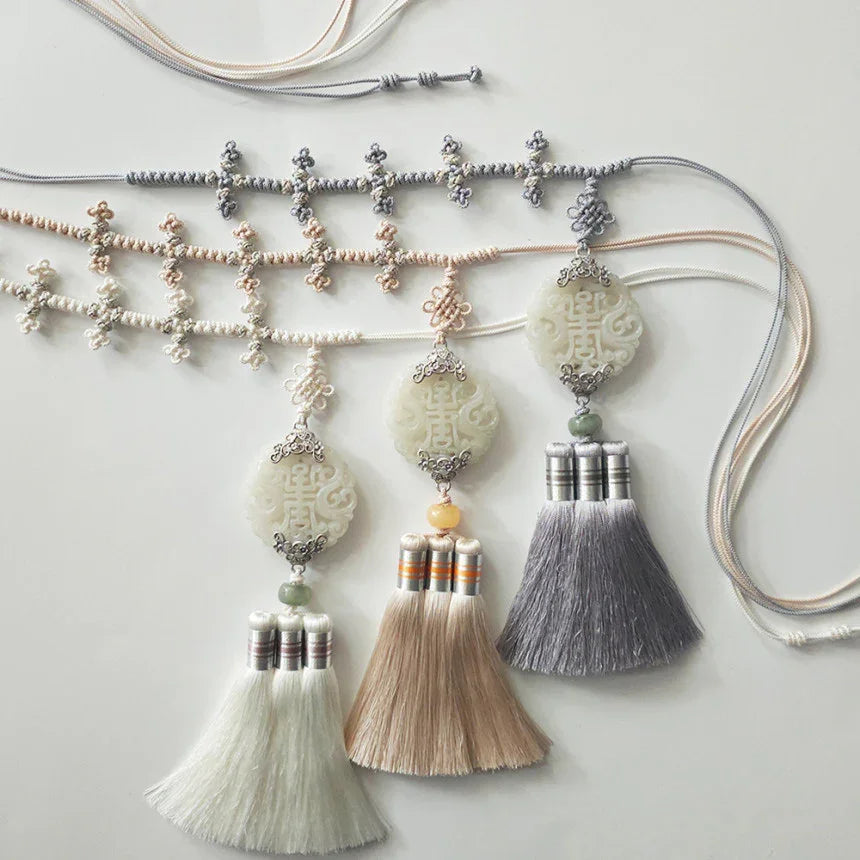 Beige Jade Harmony Tassel Dol Belt