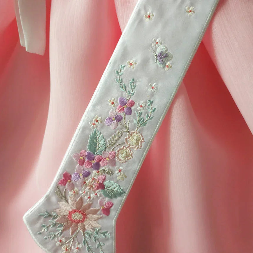 Embroidered Floral Ribbon Norigae - Native Korean