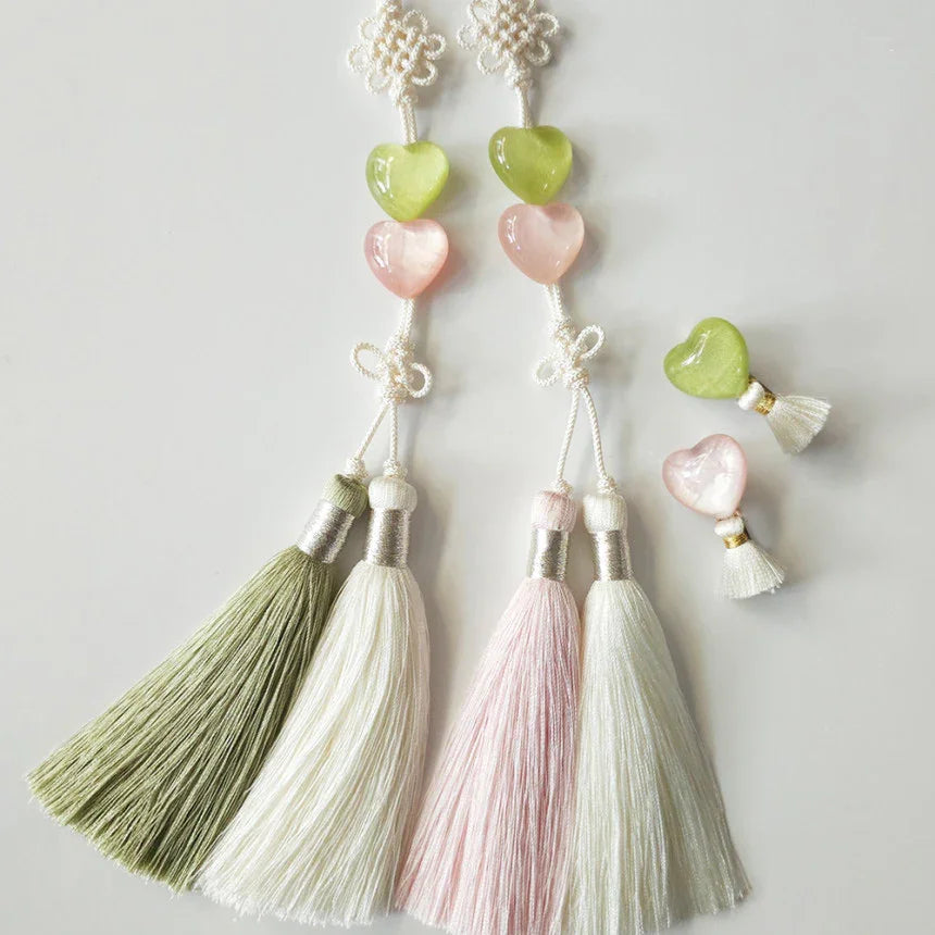 Double Heart Tassel Norigae - Native Korean